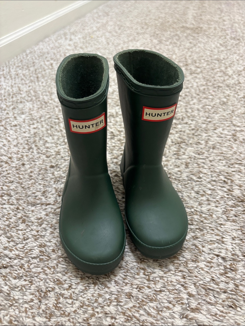 HUNTER forest green rain boots 7